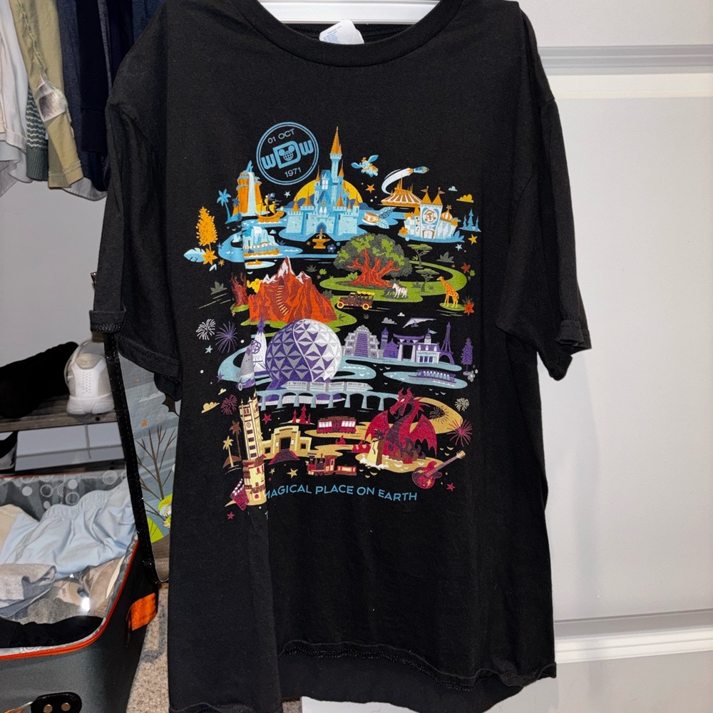 Black Graphic T-Shirt with Colorful Design